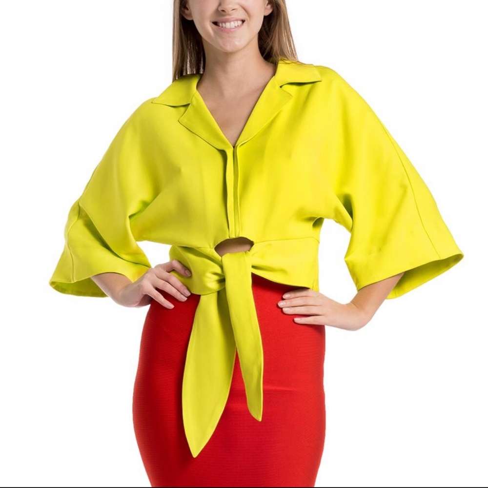 Gracia  Oversized Tie Front Top